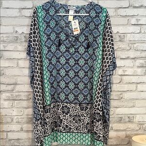 Tommy Bahama Blue and Green Patterned Tunic new beach cover summer casual